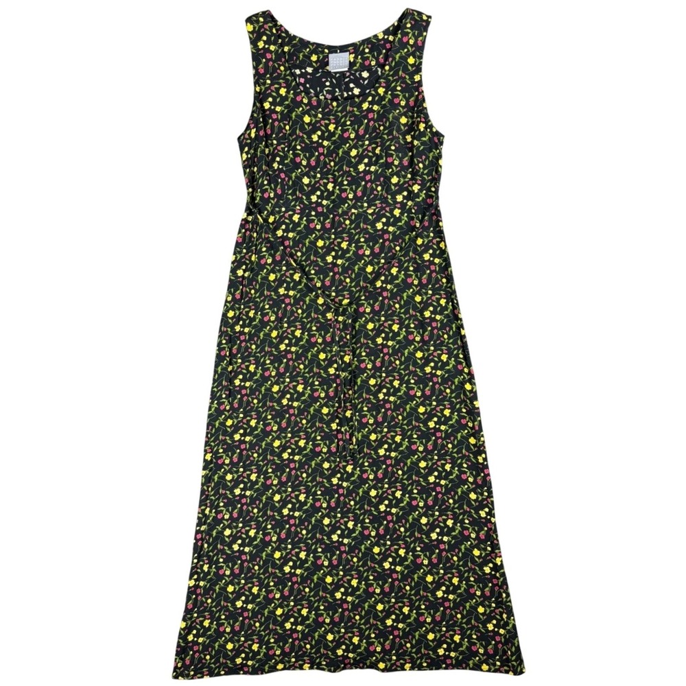 Rabbit Rabbit Designs Black Floral Rayon Sleeveless Maxi Dress 12 2073E01 Turkey